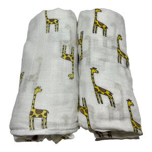 Lot Of 2 Upsimples Giraffe Muslin Swaddle Baby Blanket